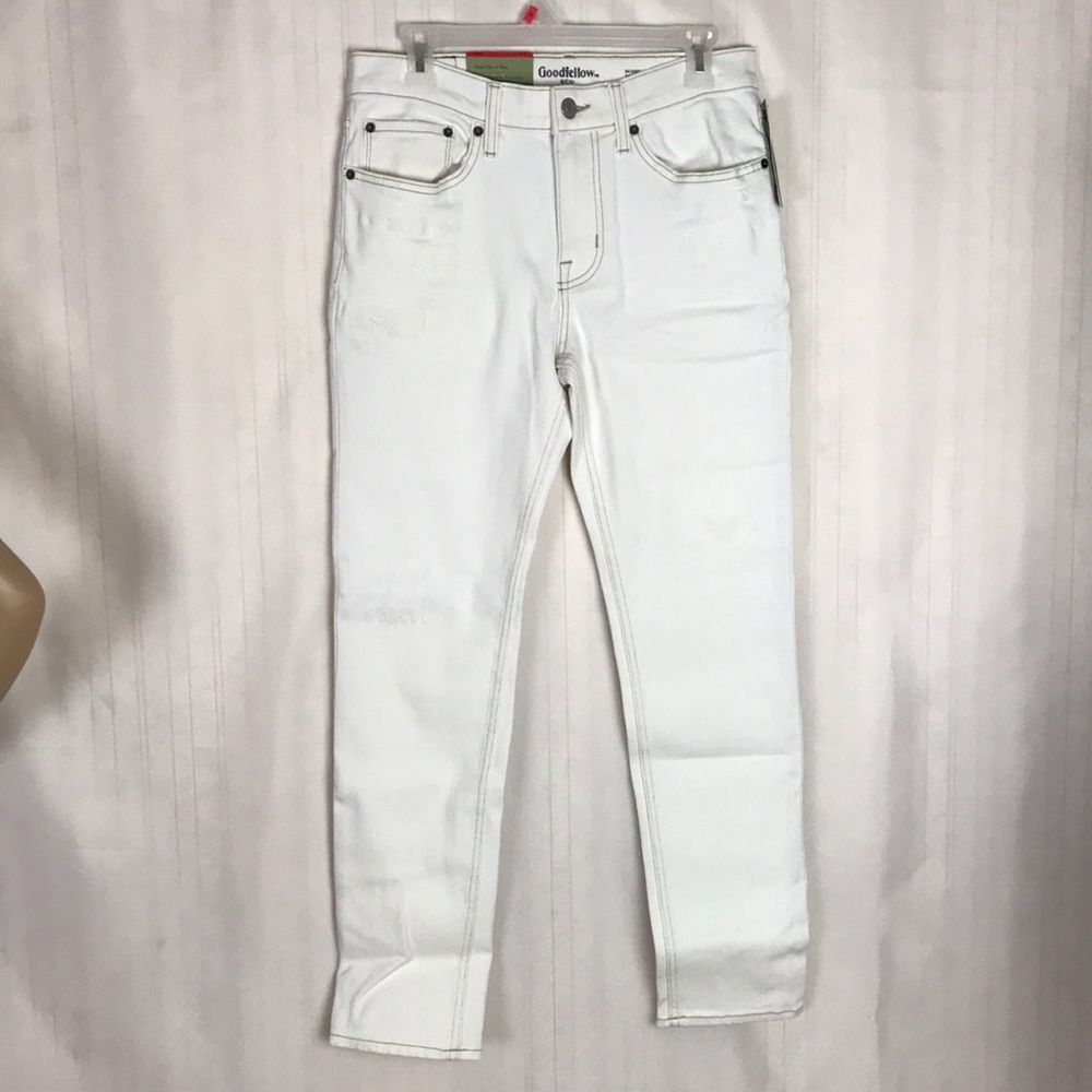 White Semi Distressed Skinny Jeans